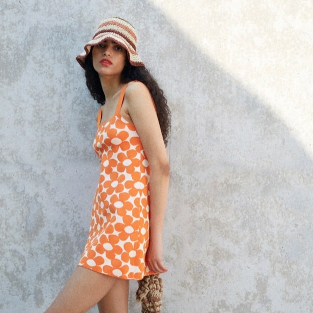 Zara Orange Flower Dress